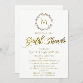 Einfache goldweiße Monogramm-Kleider Einladung