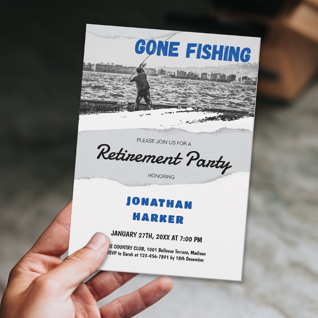 Einfache Gone Fishing Retirement Party Einladung (Simple Gone Fishing Retirement Party Invitation)