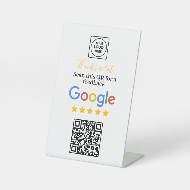 Einfache Google-Review-QR-Moderne Anzeige Sockelschild (Vorderseite)