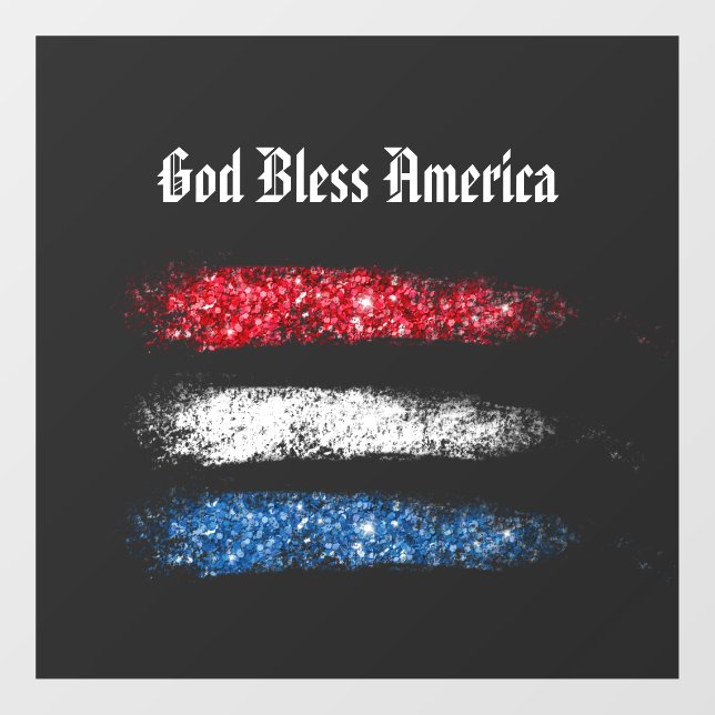 *~* Einfache GOTT-BLESS AMERICA-Fahne   Fensteraufkleber (Blatt)