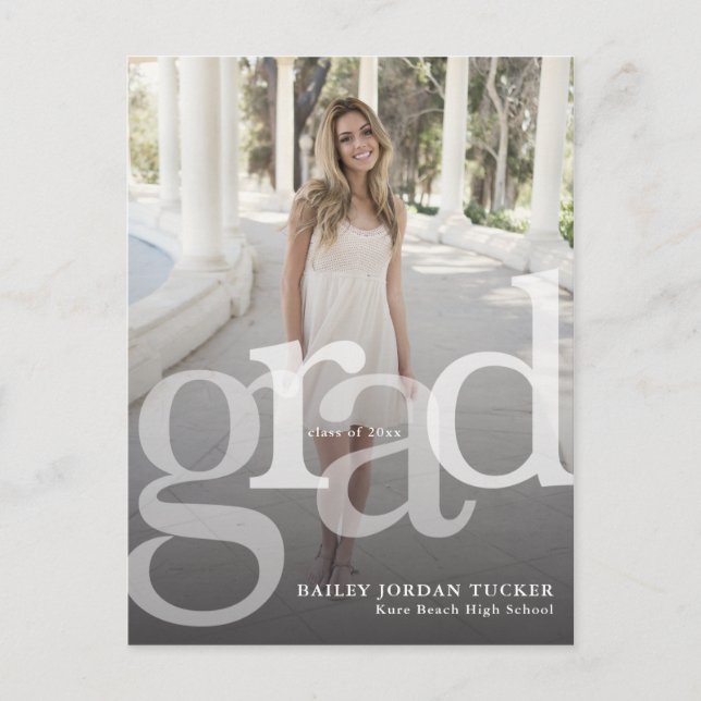 Einfache GRAD-Overlay-Klasse für Abschluss-Einladu Ankündigungspostkarte (Vorderseite)