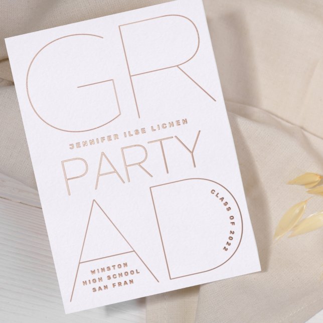 Einfache GRAD-PARTY-Klasse 2023 ROSE Gold Pressed Folieneinladung (Von Creator hochgeladen)