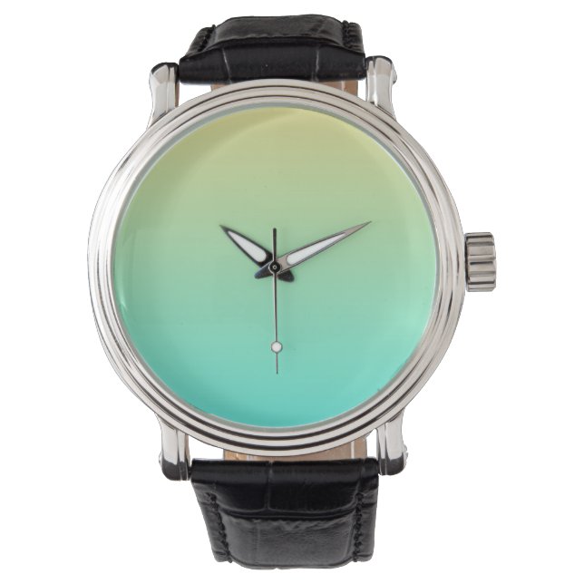 Einfache Gradient Pastell Gelb Türkis Armbanduhr (Vorderseite)