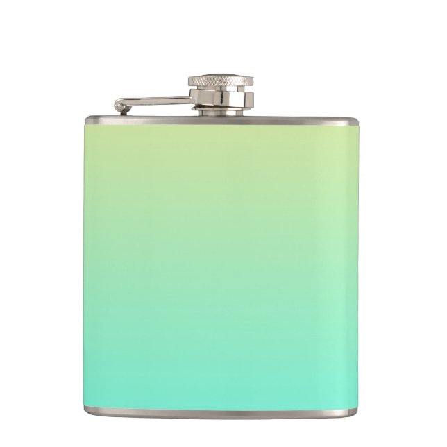 Einfache Gradient Pastell Gelb Türkis Flachmann (Vorderseite)