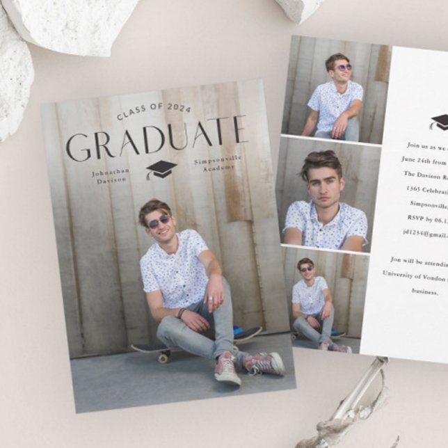 Einfache Graduiertenart mit Cap-Foto-Abschluss Einladung (Simple Graduate Type with Cap Photo Graduation Invitations.)