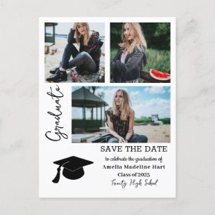 Einfache Graduiertenschrift Save the Date Foto Ankündigungspostkarte