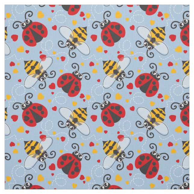 Einfache grafische Ladybugs und Lieben von Bienen Stoff (Muster)