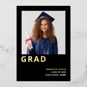 Einfache Grand 2025 Real Gold Foil Black Ankündigu Folieneinladung