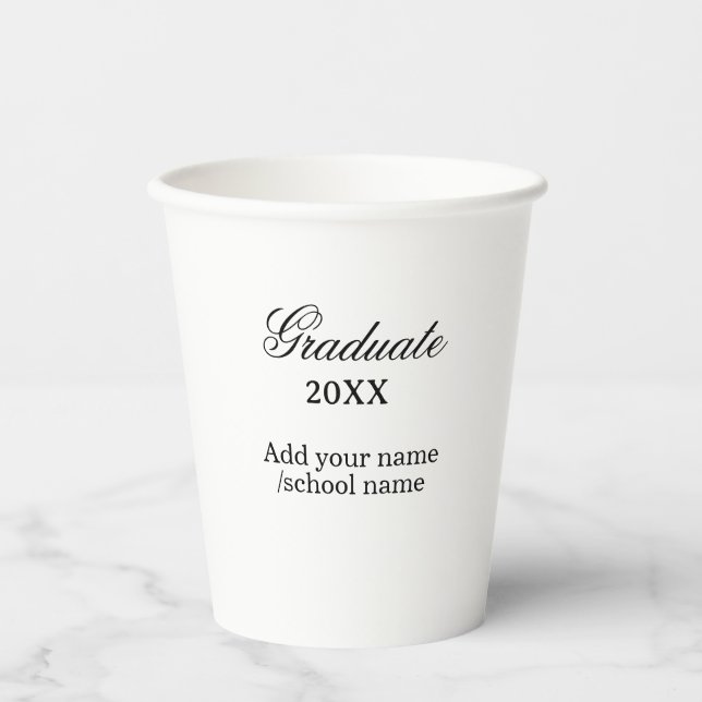Einfache Gratulation zur Abschlussfeier minimal hi Pappbecher (Vorderseite)