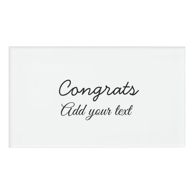 Einfache Gratulationen Abschluss hinzufügen Namenschild (Vorderseite)