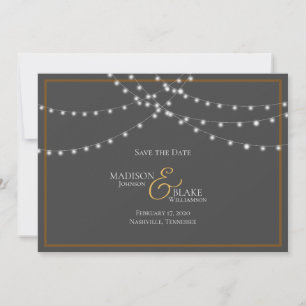 Einfache Grau- und Kupferzeichenbeleuchtung Save t The Date