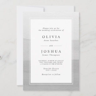 Einfache graue Aquarell-Ombre-Hochzeit Einladung