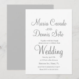 Einfache graue Buchstabenhochzeit Einladung