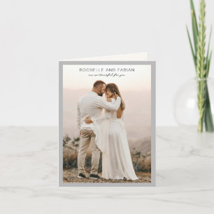 Einfache graue Foto-Hochzeit elegant Dankeskarte