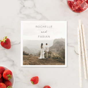 Einfache graue Foto-Hochzeit elegant Serviette