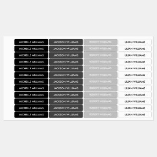 Einfache graue Größe Kids Name Etiketten