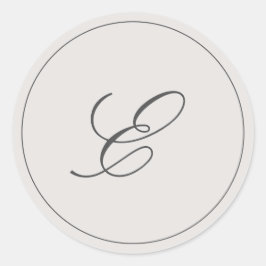 Einfache graue Monogram Elegant Wedding Runder Aufkleber
