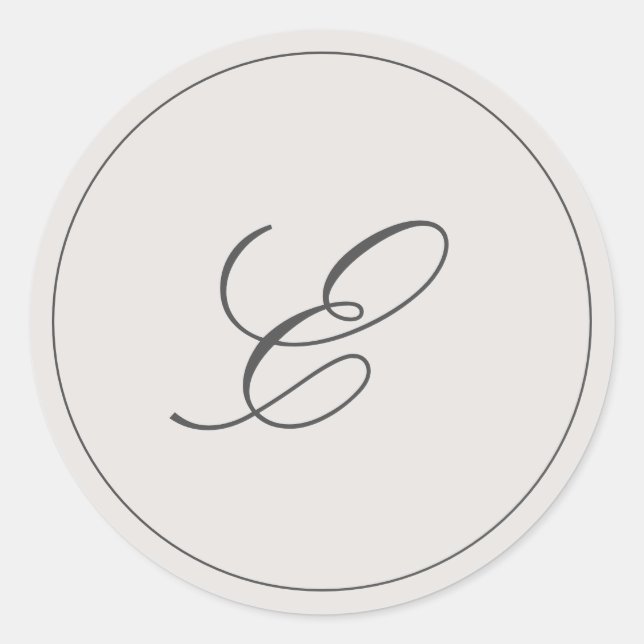 Einfache graue Monogram Elegant Wedding Runder Aufkleber (Vorderseite)