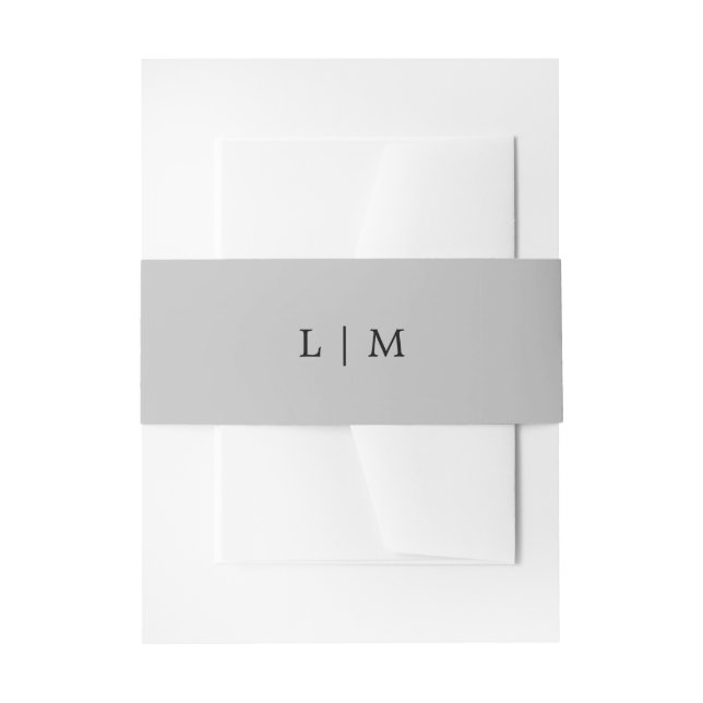 Einfache graue Monogram Minimal Elegante Hochzeit Einladungsbanderole (Vorderseite Beispiel)