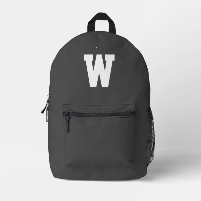 Einfache graue Monogramm Bedruckter Rucksack (Vorderseite)