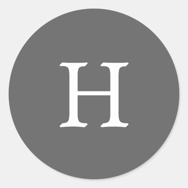 Einfache graue Monogramm-Hochzeit Runder Aufkleber (Vorderseite)