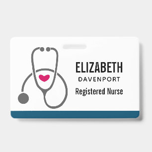 Einfache graue Pflege Stethoscope & Herz Ausweis