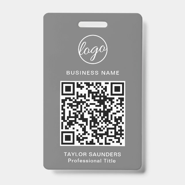Einfache Graue QR Code Mitarbeiter-ID Ausweis (Vorderseite)