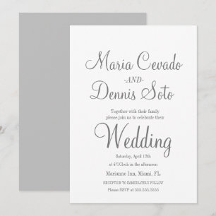 Einfache graue Schreibschrift Hochzeit Einladung