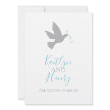 Einfache graue Taube mit Aqua Blue Band Hochzeit