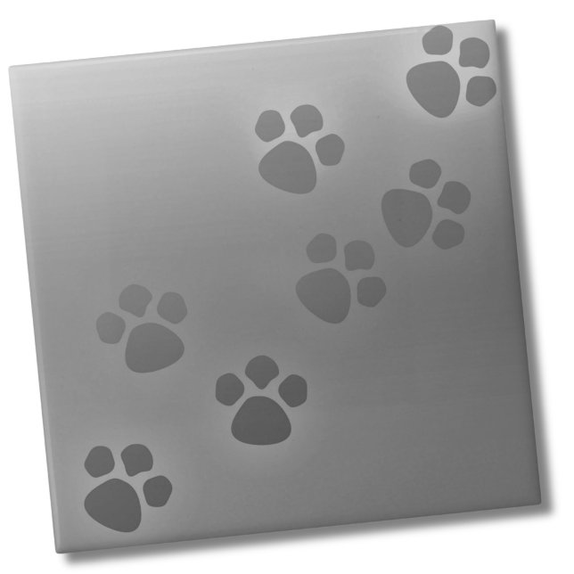Einfache graue Tierpflasterfolie Fliese (Cute Simple Gray Ombre Animal Paw Print Pattern Ceramic Tile)