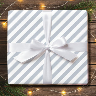 Einfache graue und weiße diagonale Weihnachtsstrei Geschenkpapier
