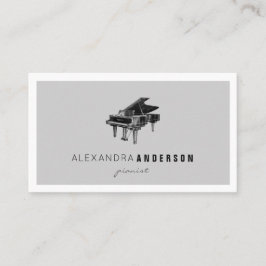 Einfache Graue Vintage Piano Pianist Business Card Visitenkarte
