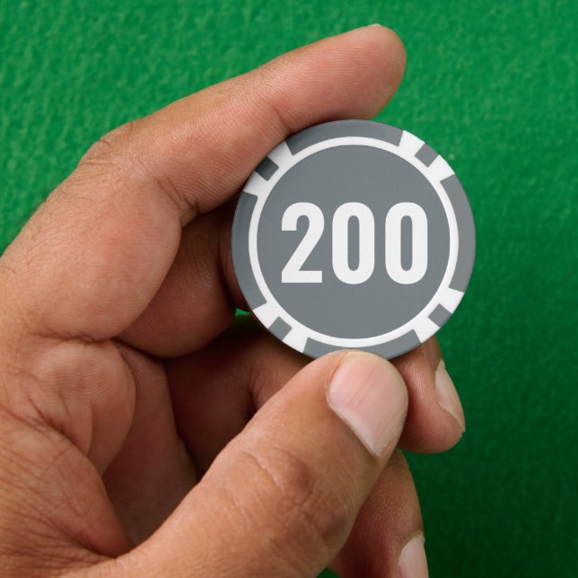 Einfache graue weiße fettnummer  pokerchips (Hand)