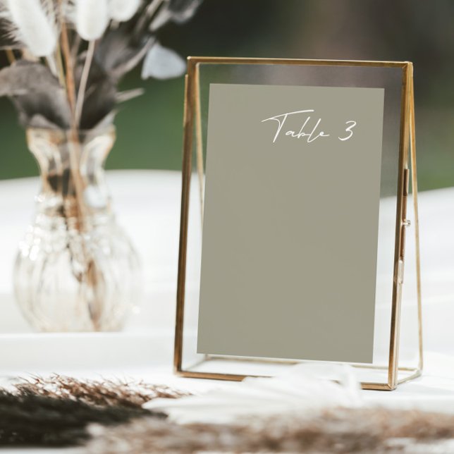 Einfache graugrüne moderne Hochzeitsstimmung - Tis Tischnummer (Von Creator hochgeladen)