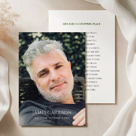 Einfache Green Beerdigung-Karte mit Foto Begleitkarte