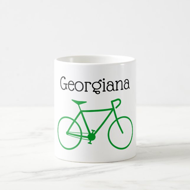 Einfache Green Bicycle Silhouette + Individuelle N Kaffeetasse (Mittel)
