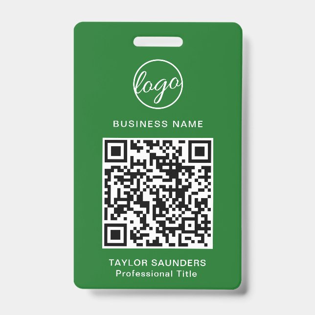 Einfache Green QR Code Mitarbeiter-ID Ausweis (Vorderseite)