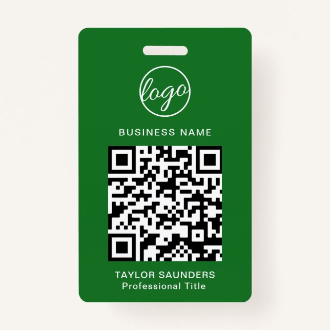 Einfache Green QR Code Mitarbeiter-ID Ausweis (Vorderseite)