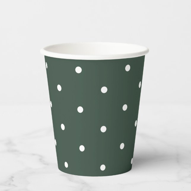 Einfache Green & White Polka Dot Pattern Kinderdus Pappbecher (Vorderseite)