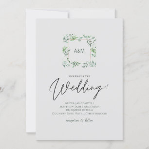 Einfache Greenery-Blätter Handwriting Style Weddin