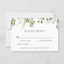 Einfache Greenery Wedding Response Card