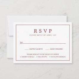 Einfache Grenzmahlzeit Wahl Burgund Hochzeit RSVP Karte