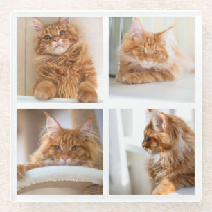 Einfache Grid Collage 4 Vier Fotos Glasuntersetzer