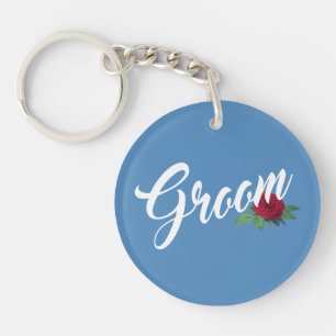 Einfache Groom Floral Hochzeitskalligrafie  Schlüs Schlüsselanhänger