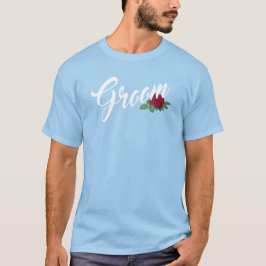 Einfache Groom Floral Wedding Calligraphy | T - SH T-Shirt