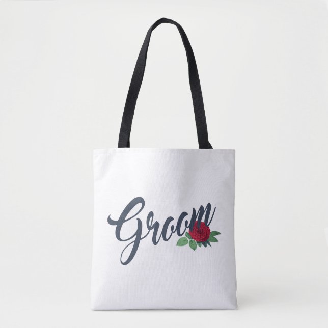 Einfache Groom Floral Wedding Calligraphy | Tasche (Vorderseite)