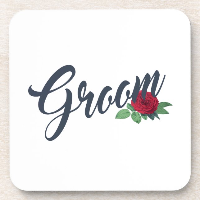 Einfache Groom Floral Wedding Calligraphy | UNTERS Getränkeuntersetzer (Vorderseite)