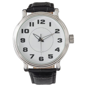 Einfache große Schwarzweiss-Zahlen einfach zu Armbanduhr