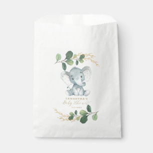 Einfache Grün-Dschungel-Elefant-Babyparty Geschenktütchen
