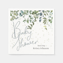 Einfache Grünanlage Eucalyptus Baby Dusche Serviette